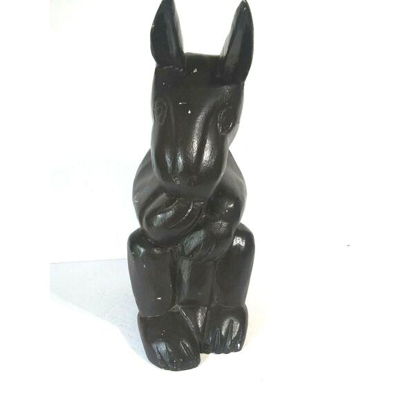 Rabbit Wooden Folk Art Tribal Black Totem Tiki Bar
